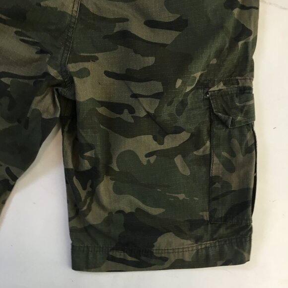 Camouflage Cargo Long Shorts Men's 34 Green Zipper Fly 100% Cotton Army - Picture 12 of 14